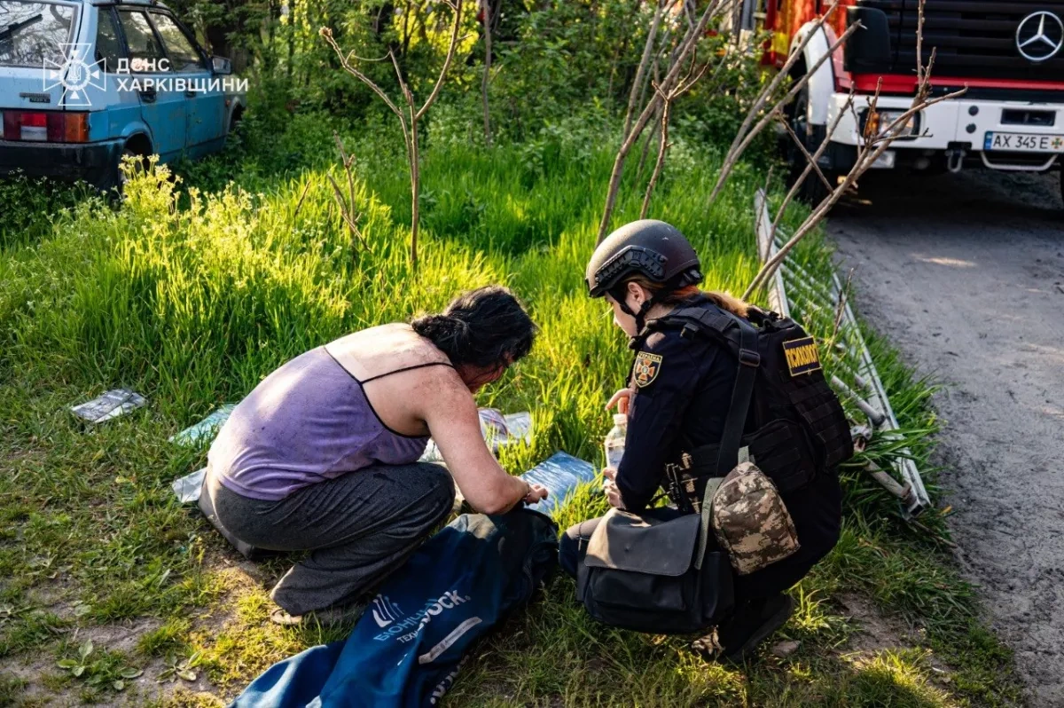 Russian drone strike hits Kharkiv residential area, injures two women PHOTO