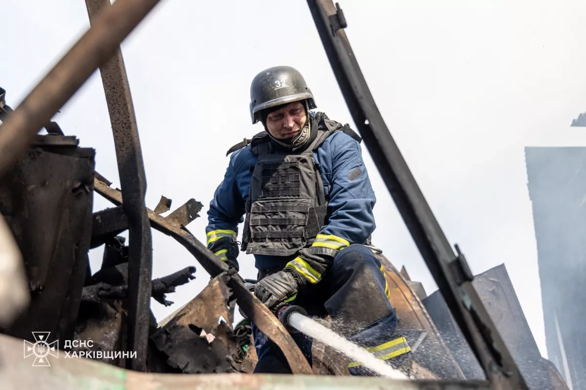 Russian drone strikes firefighters battling blaze at Zaporizhzhia petrol station PHOTO
