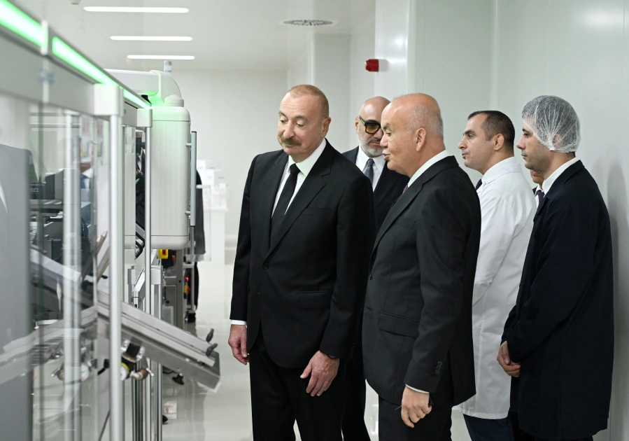 President Ilham Aliyev attends opening of a pharmaceutical manufacturing plant at Pirallahi Industrial Park (PHOTO)
