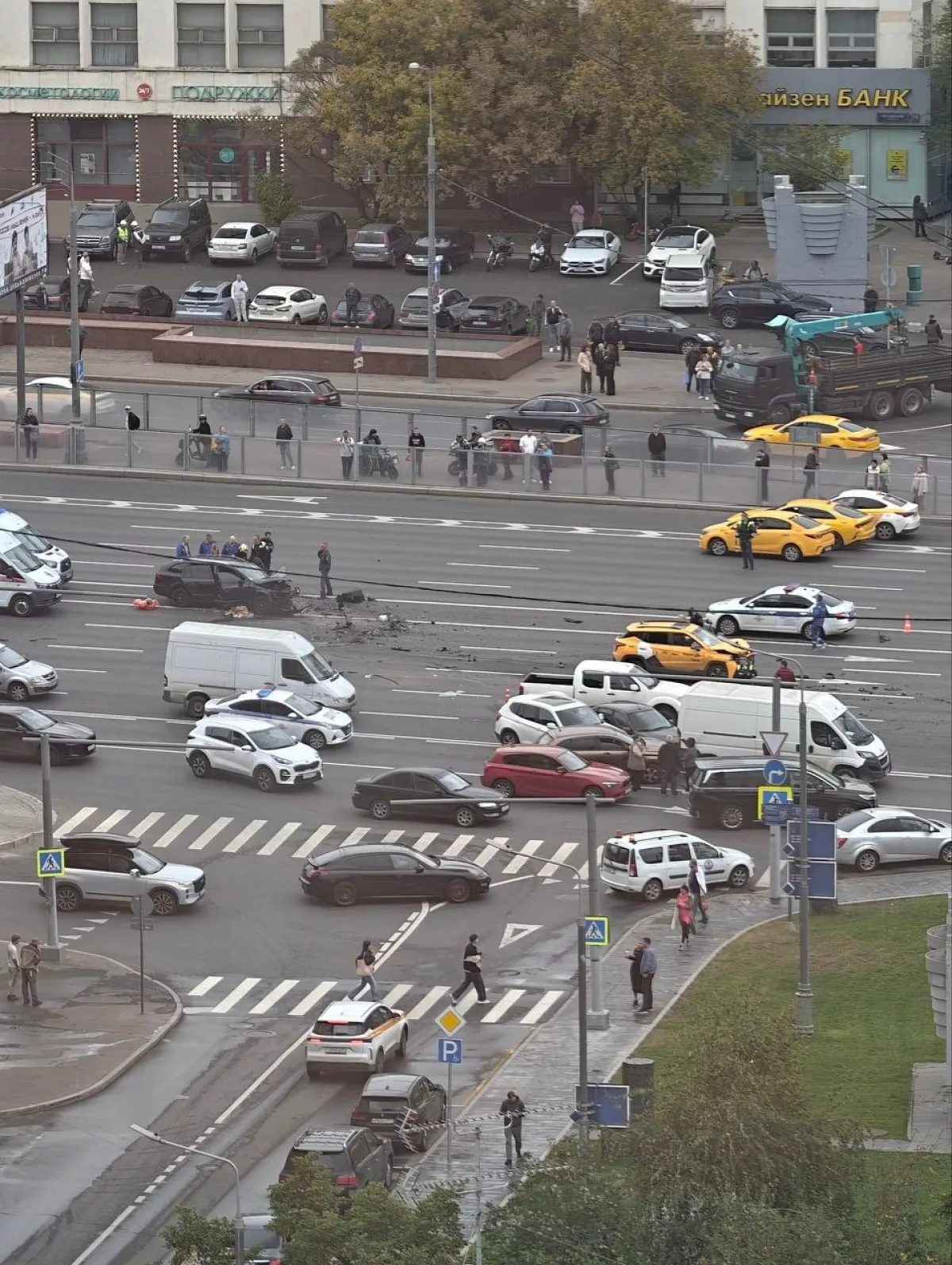 Massive crash in Moscow, Russia, kills one, injures three
