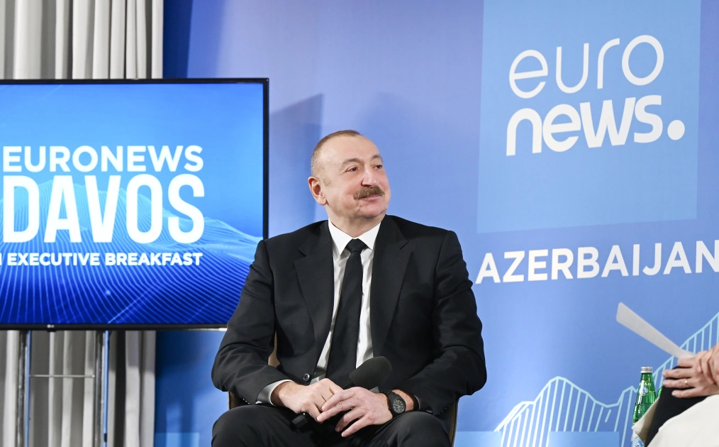 President Ilham Aliyev interviewed by Euronews TV in Davos (PHOTO)