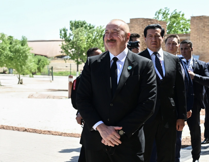 President Ilham Aliyev and other participants of OTS informal summit tour cultural sites in Turkistan (PHOTO)