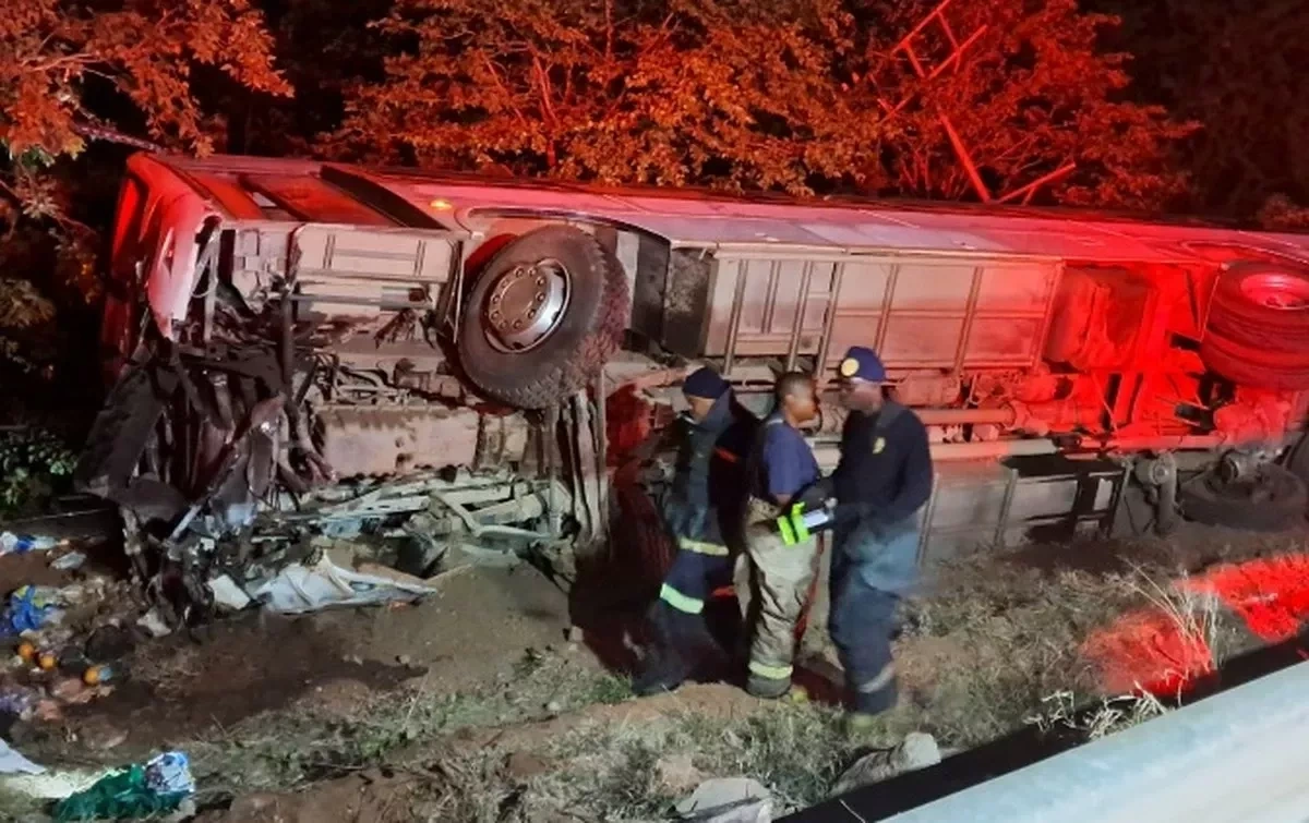 Bus overturns in South Africa, at least 16 killed in tragic crash PHOTO