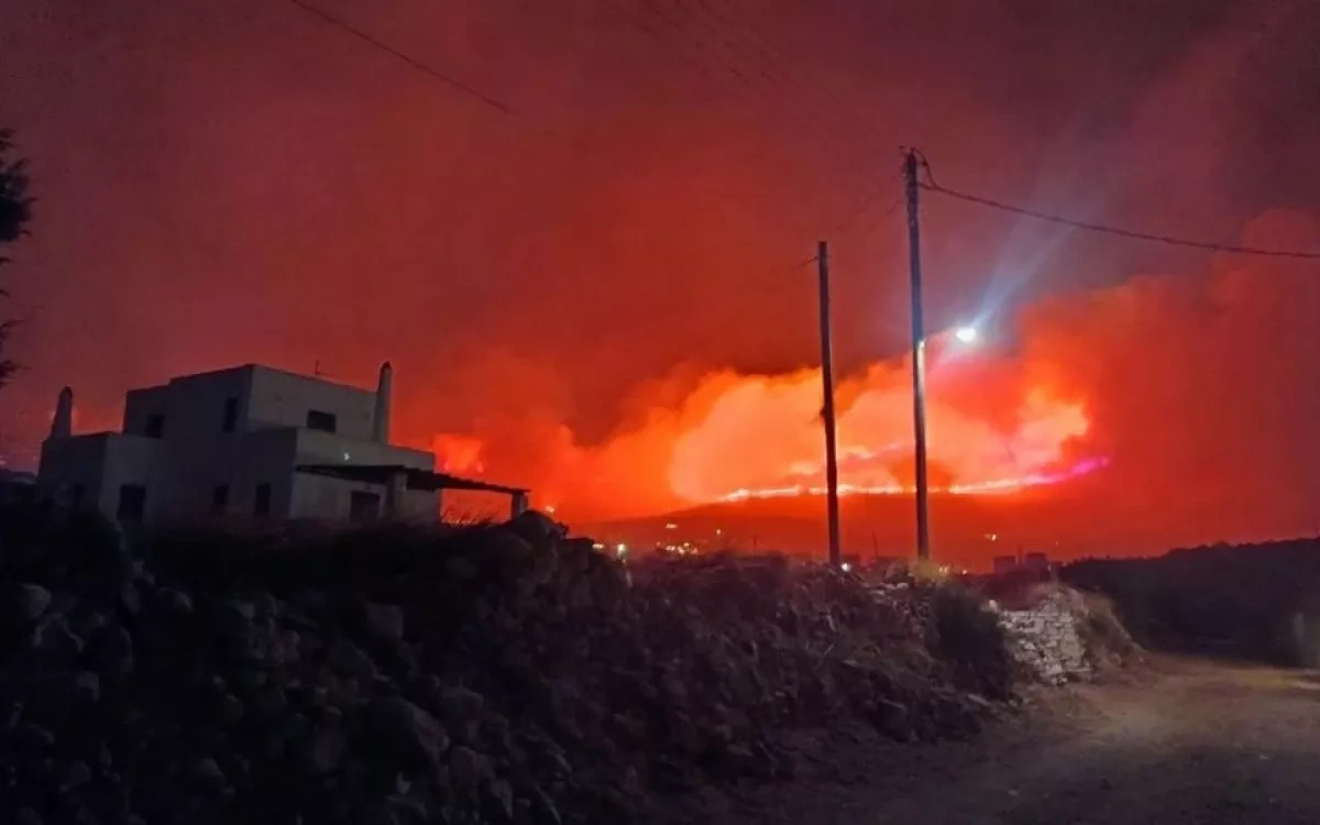 Wildfire rages out of control on Greek island of Paros as evacuations ordered