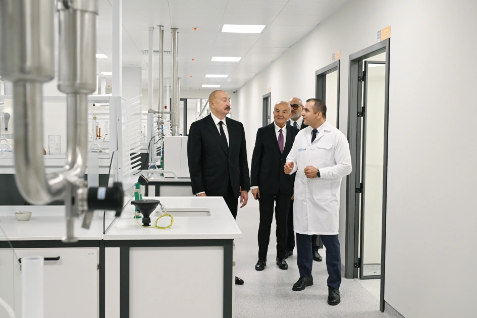 President Ilham Aliyev attends opening of a pharmaceutical manufacturing plant at Pirallahi Industrial Park (PHOTO)