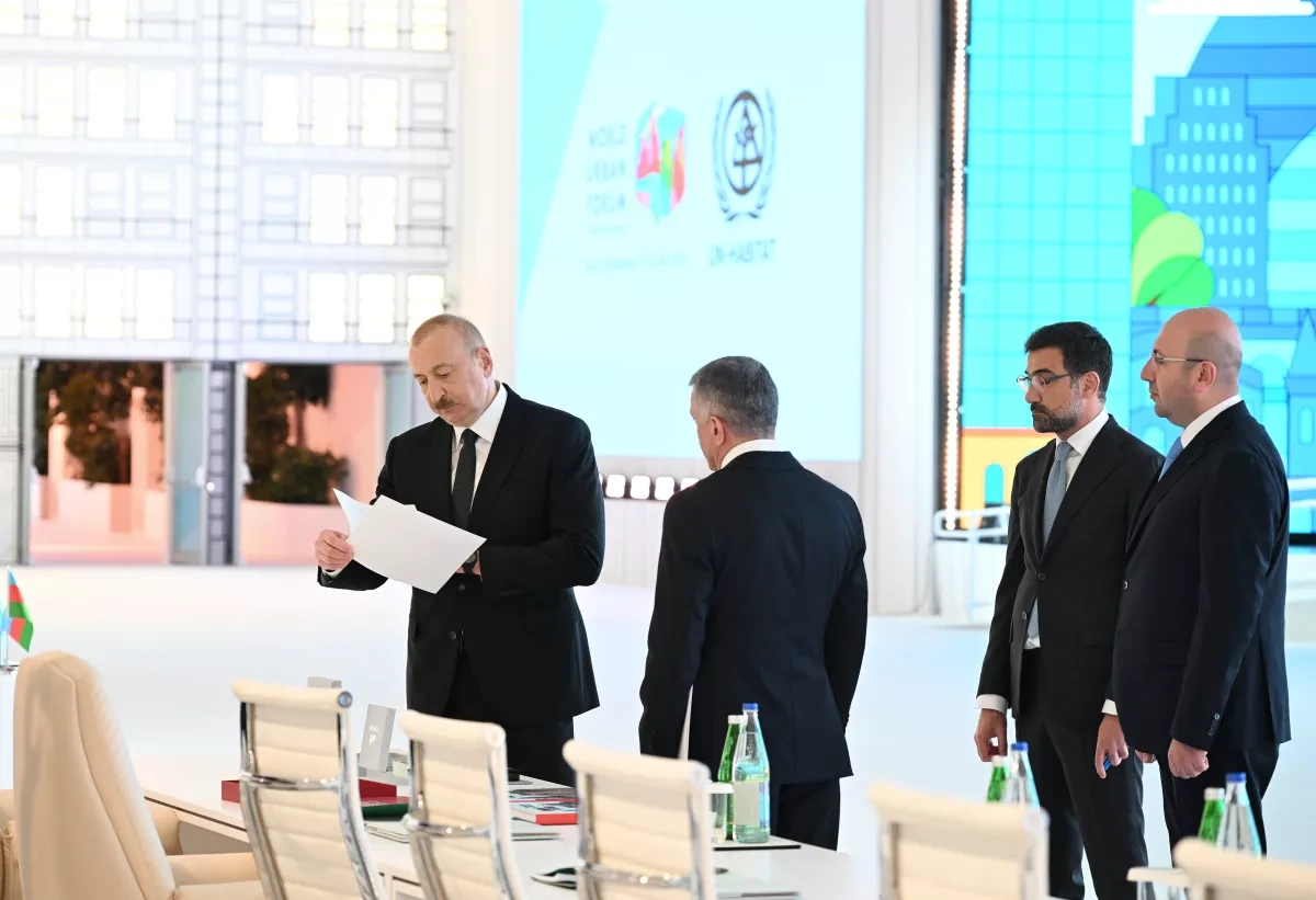 Azerbaijani president inspects Baku Olympic Stadium ahead of WUF13 PHOTO