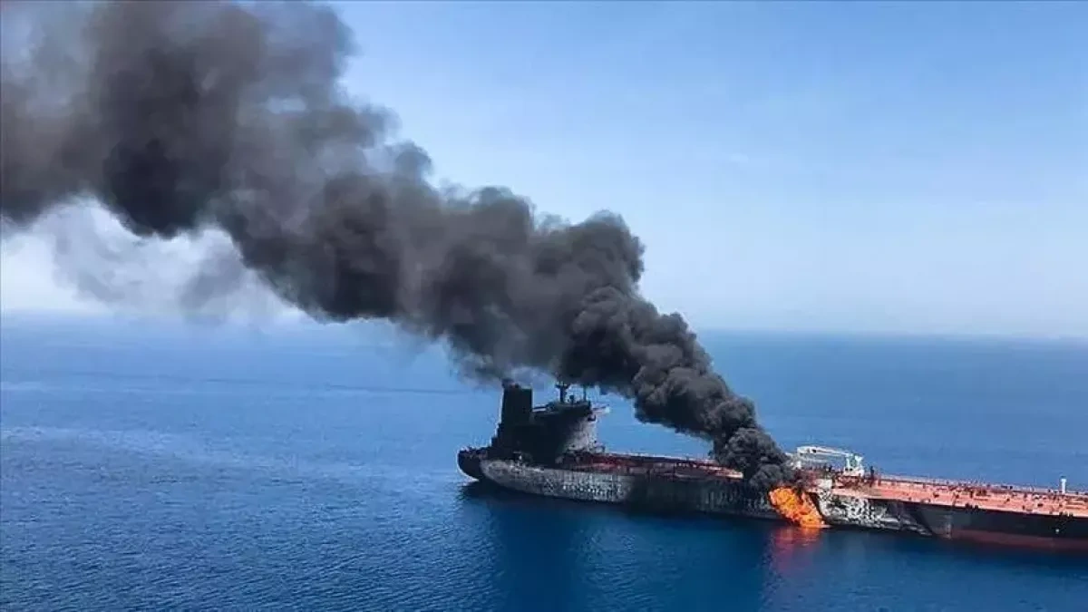 Media: Oil tanker erupts in flames after hitting mine in Strait of Hormuz