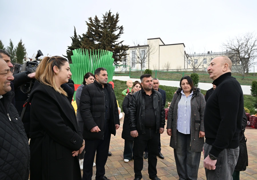 President Ilham Aliyev, First Lady Mehriban Aliyeva inspect restoration of individual houses and infrastructure in Khanoba village of Khojavend (PHOTO)