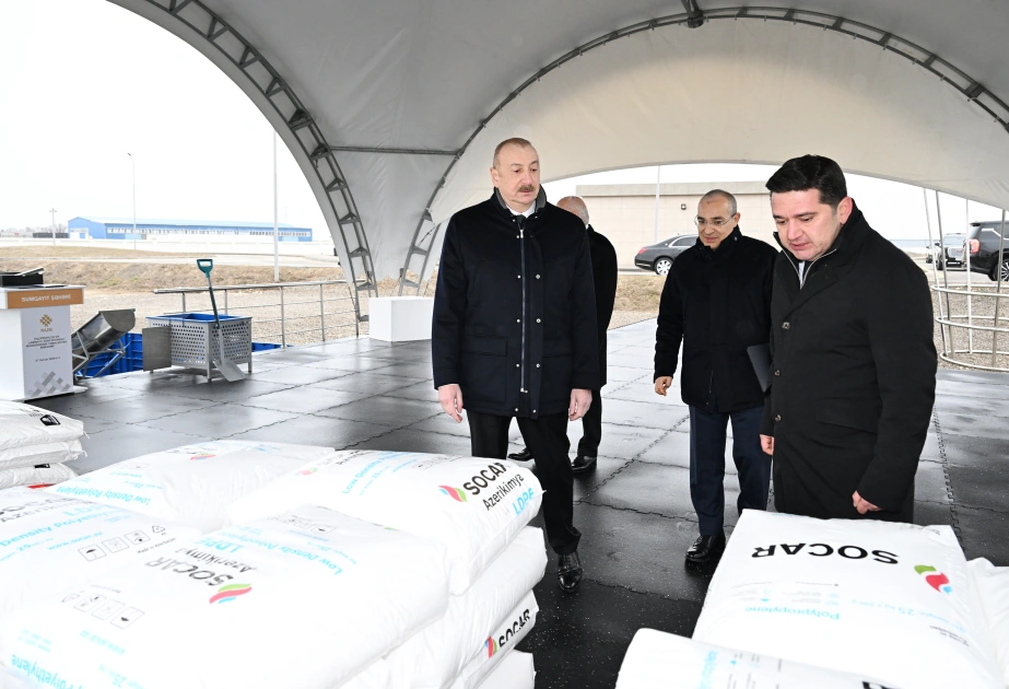 President Ilham Aliyev lays foundation stone for polypropylene and laminated bag production facility in Sumgayit Industrial Park (PHOTO)