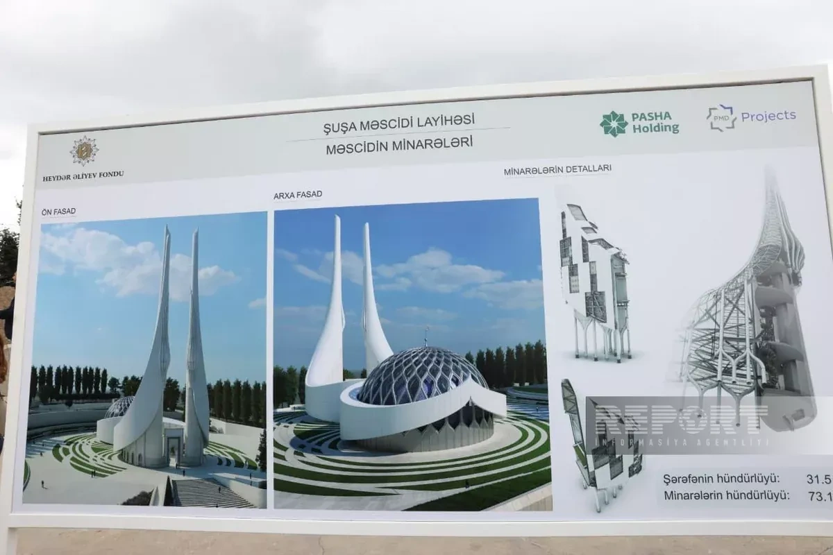 Foreign diplomats tour new Shusha Mosque construction site PHOTO