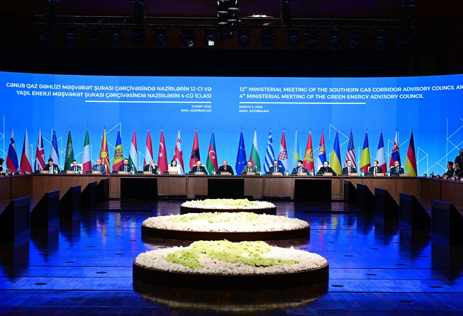 President Ilham Aliyev attends 12th Southern Gas Corridor Advisory Council Ministerial Meeting and 4th Green Energy Advisory Council Ministerial Meeting (VIDEO)