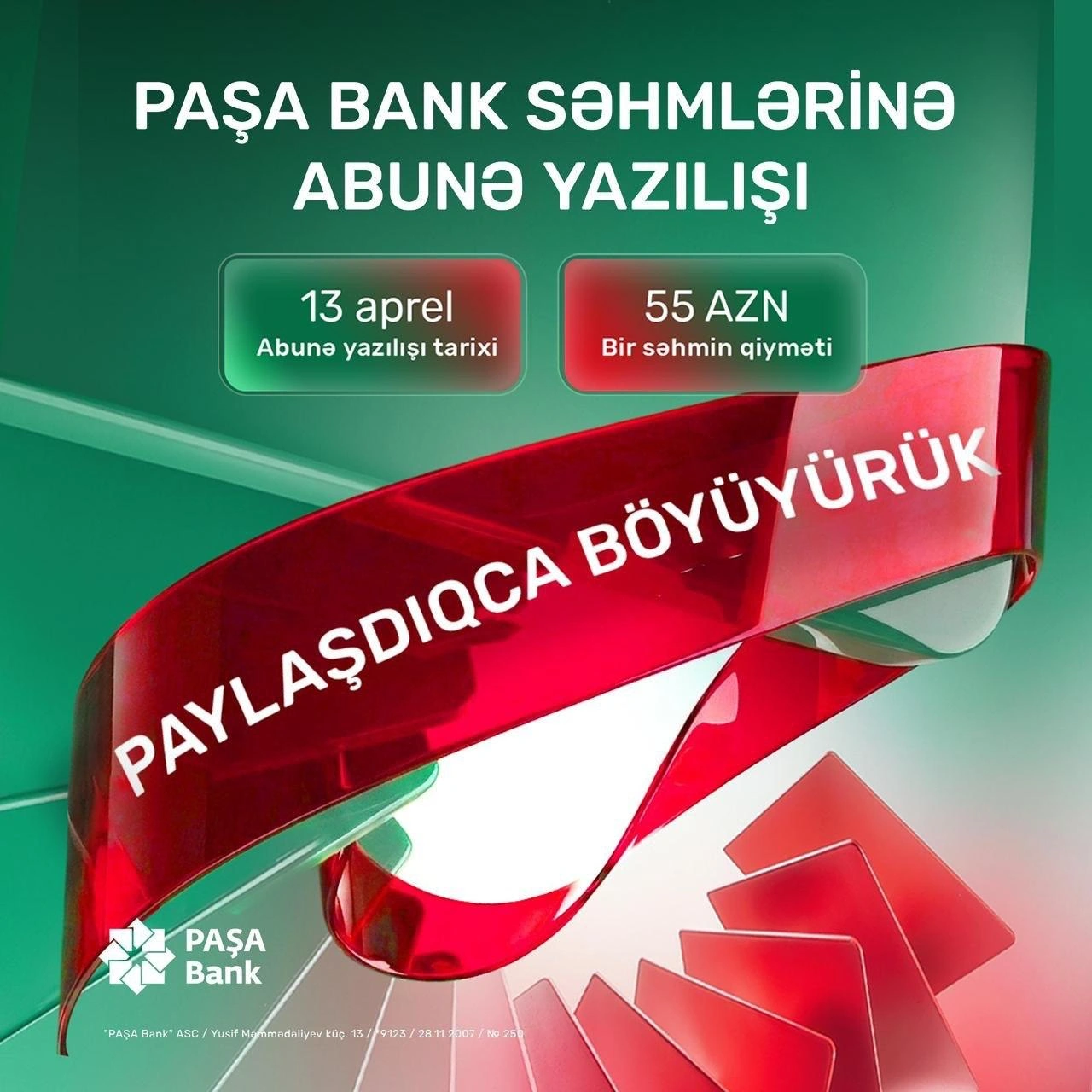 This month, for the first time in our history, we are preparing to take one of our core assets, PASHA Bank, to the public markets – Jalal Gasimov