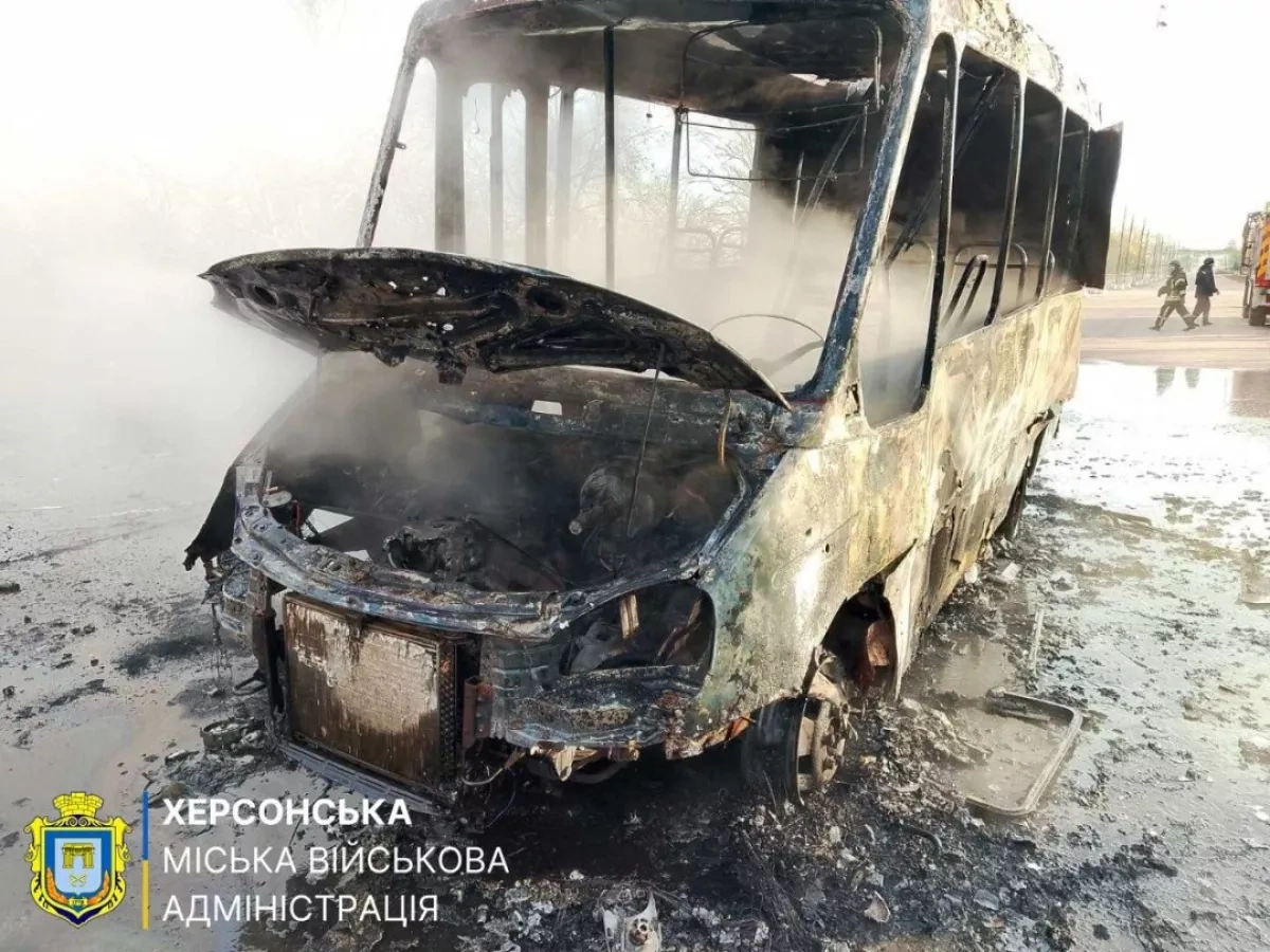 Russian drone strike hits minibus in Ukraine's Kherson, civilian injured PHOTO