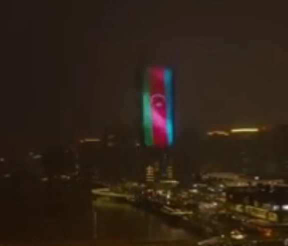 One of Belgrade’s most famous buildings lit up in colors of Azerbaijani flag (VIDEO)
