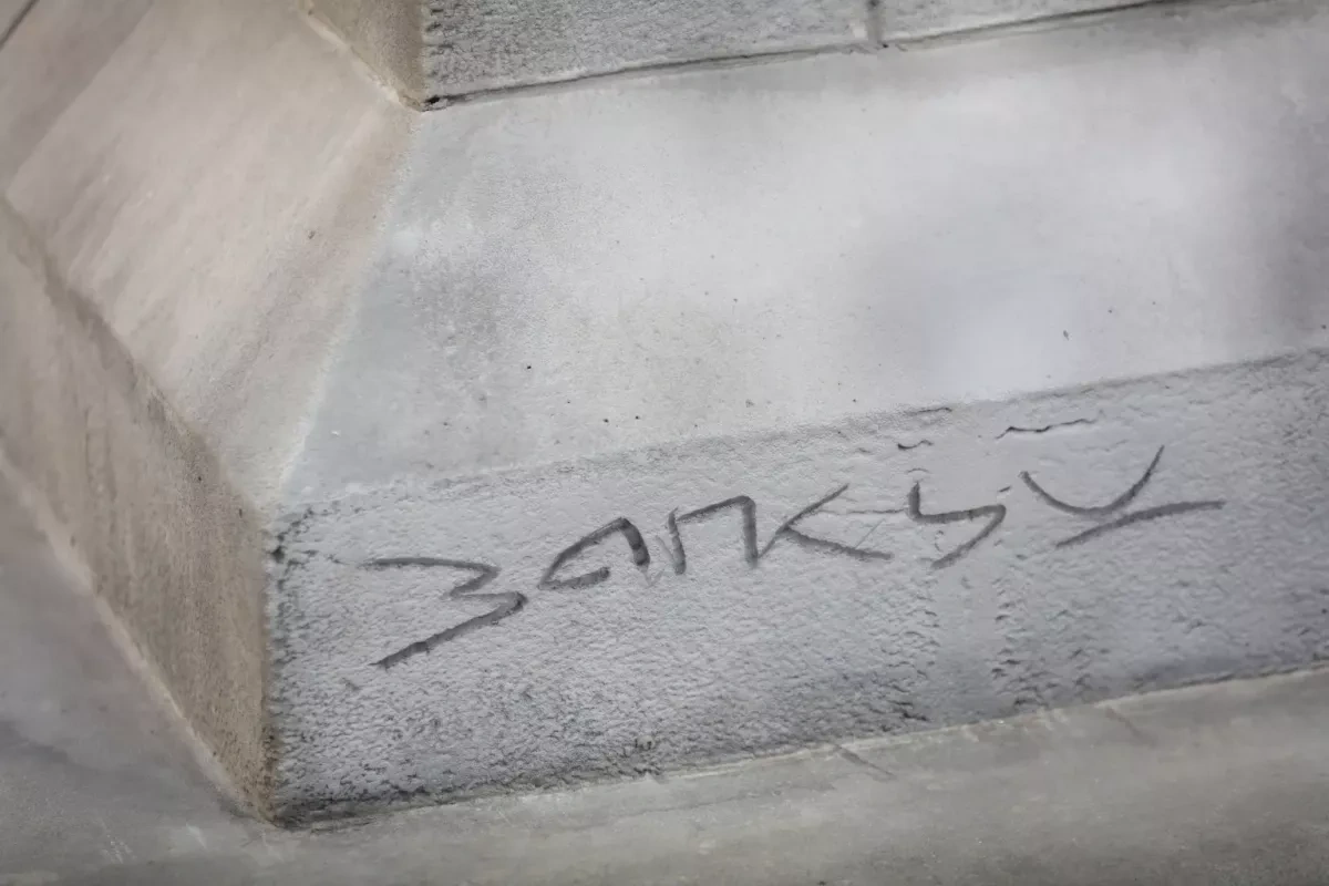 Banksy rumours swirl around "Blinding Patriotism" installation in London