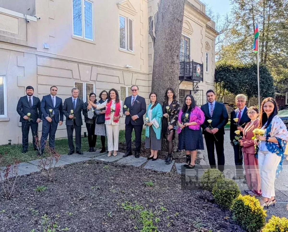 Azerbaijani embassy in Washington plants white rose of peace to mark Nowruz PHOTO