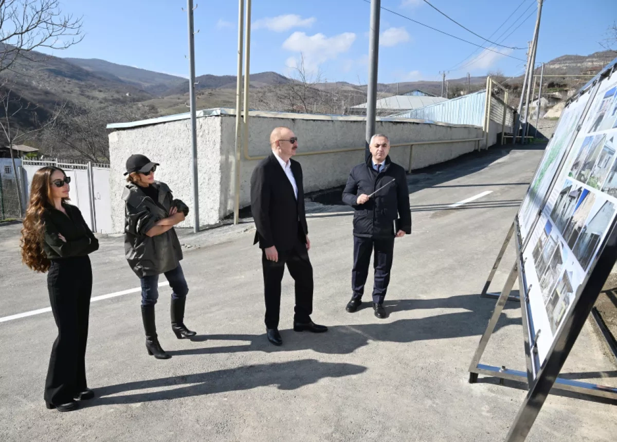 Azerbaijani president inspects reconstruction in Khanabad village of Khojaly district PHOTO