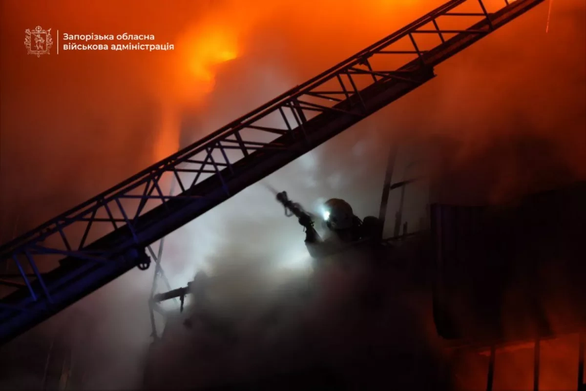 Drone attack on residential building in Zaporizhzhia sparks fire, injures civilians PHOTO/VIDEO