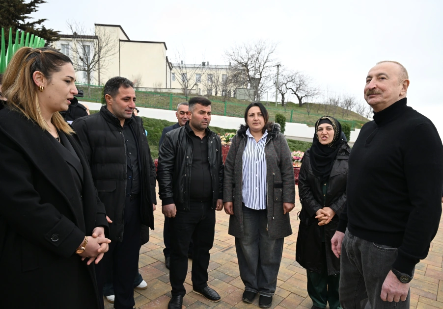 President Ilham Aliyev, First Lady Mehriban Aliyeva inspect restoration of individual houses and infrastructure in Khanoba village of Khojavend (PHOTO)