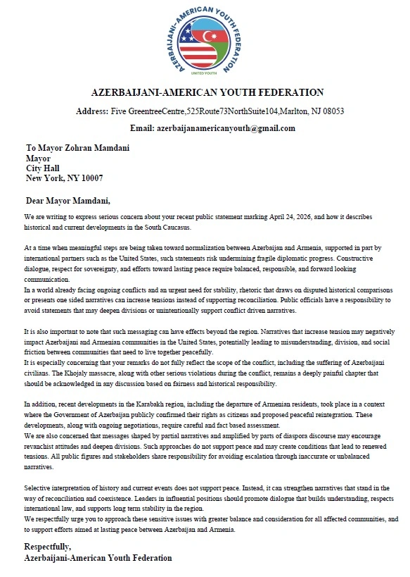 Azerbaijani diaspora voices concern over NYC mayor’s biased statements (PHOTO)