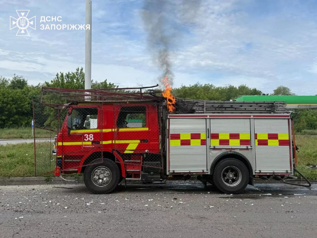 Russian drone strikes firefighters battling blaze at Zaporizhzhia petrol station PHOTO