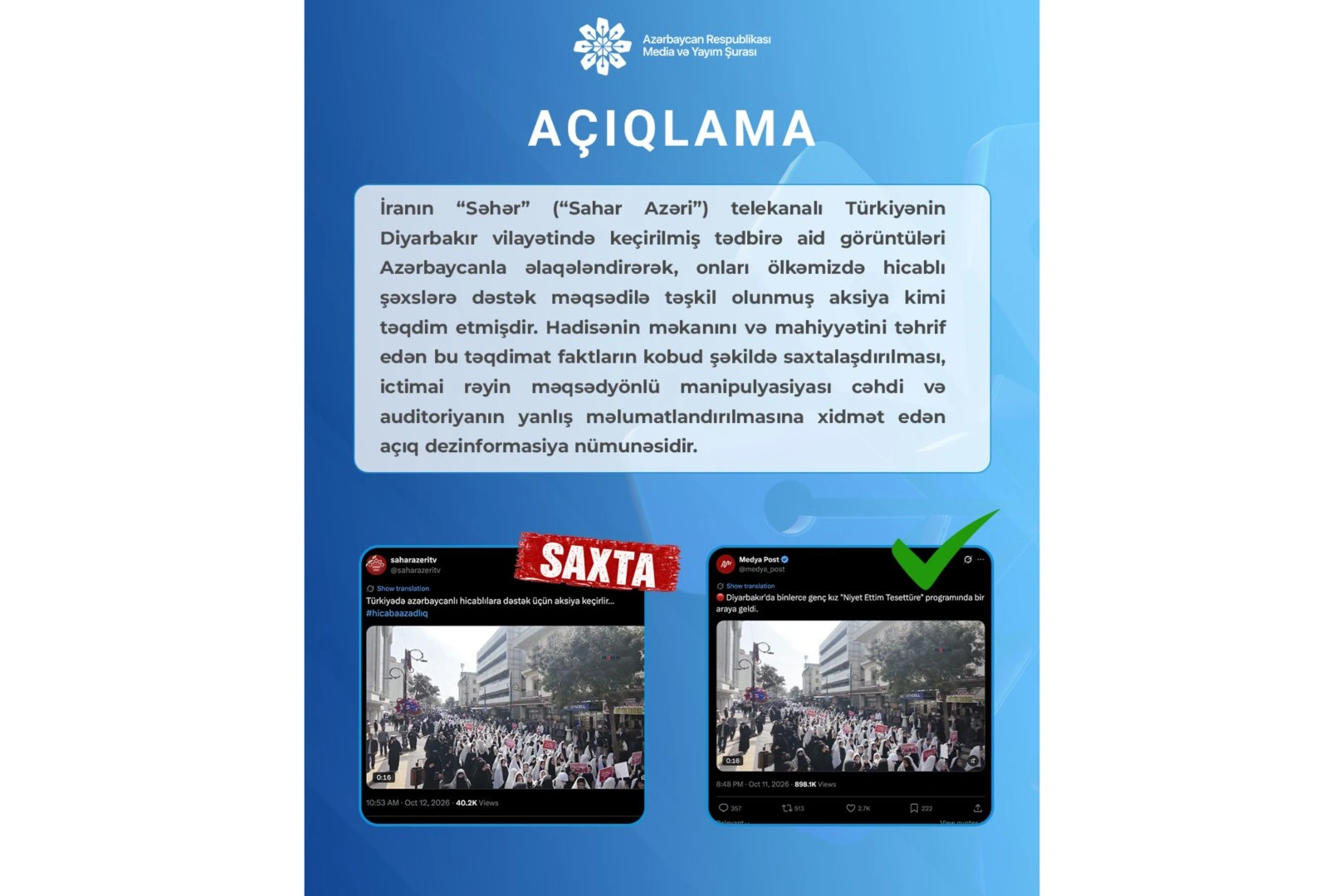 Azerbaijan slams Iran's Sahar TV over footage falsely linked to country