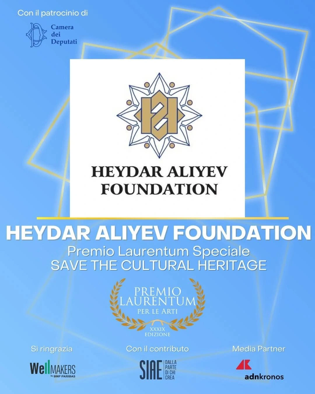 Heydar Aliyev Foundation receives prestigious Italian Laurentum Prize (PHOTO)
