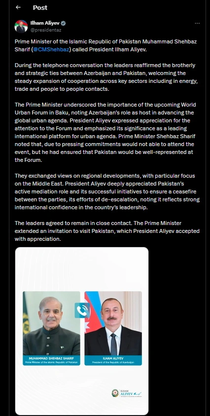 President Ilham Aliyev, Pakistani PM hold telephone conversation (PHOTO)