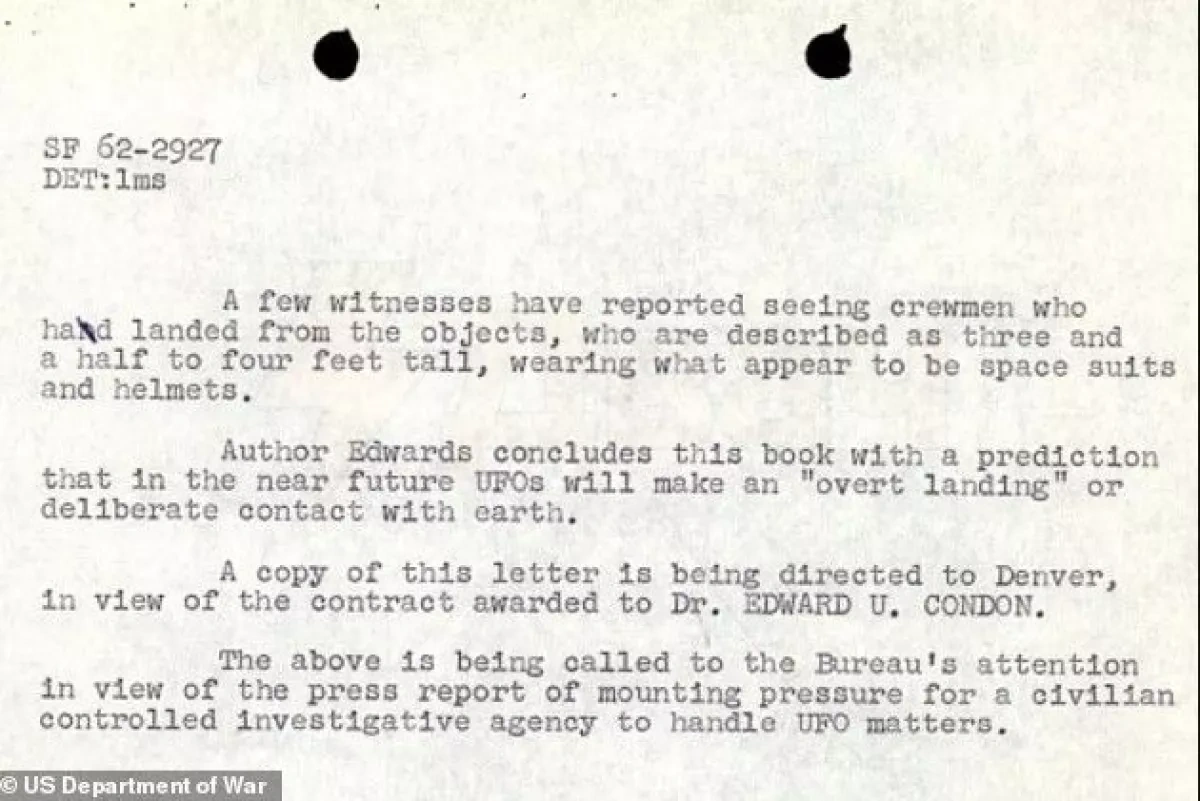 Newly released FBI records detail alleged UFO crewmen encounters PHOTO