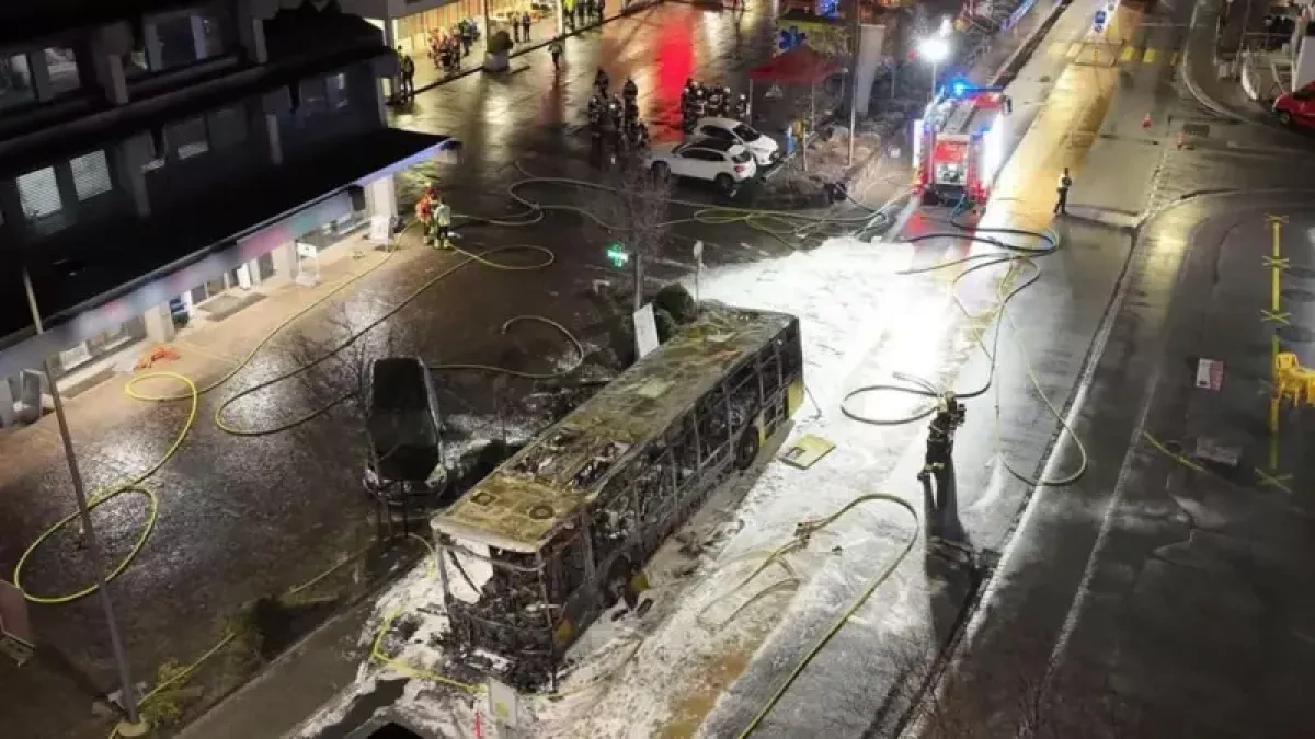 Six killed after bus catches fire in western Switzerland video