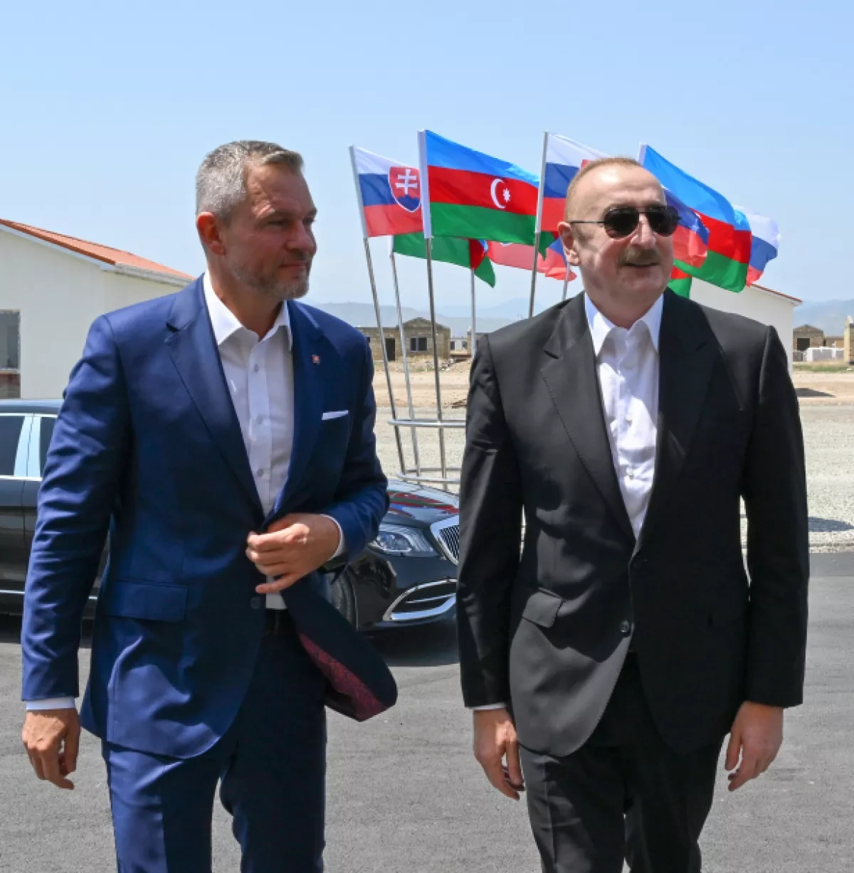 Azerbaijani, Slovak leaders break ground on new secondary school in Aghdam PHOTO