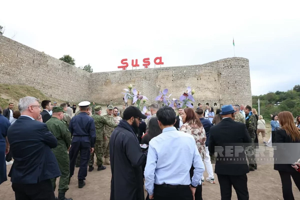 Foreign diplomats visits fortress walls in Shusha, Azerbajan