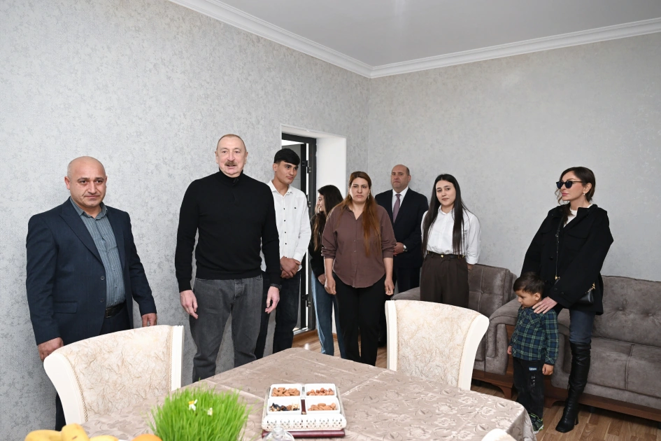 President Ilham Aliyev, First Lady Mehriban Aliyeva inspect restoration of individual houses and infrastructure in Khanoba village of Khojavend (PHOTO)