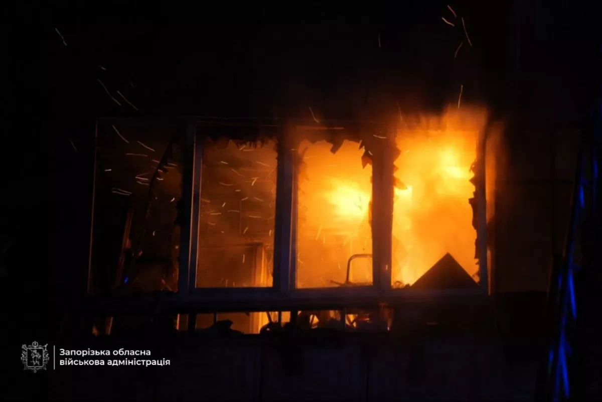 Drone attack on residential building in Zaporizhzhia sparks fire, injures civilians PHOTO/VIDEO
