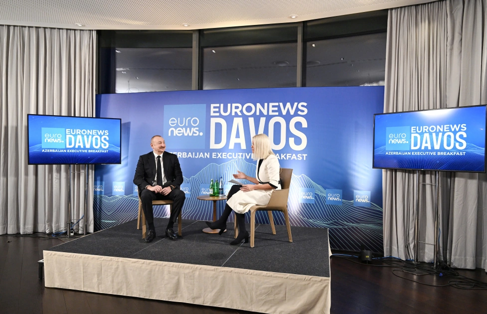 President Ilham Aliyev interviewed by Euronews TV in Davos (PHOTO)