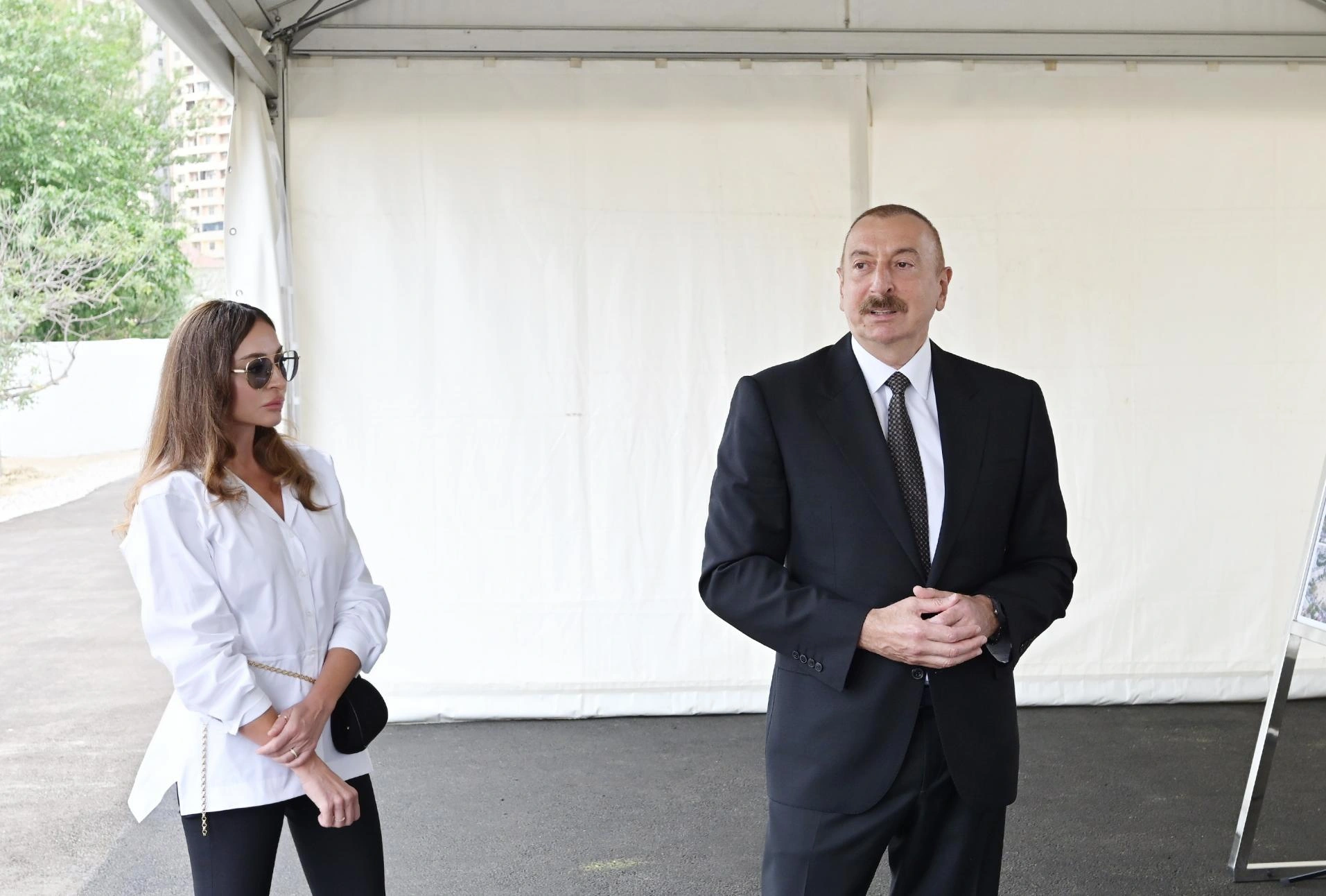 President Ilham Aliyev, First Lady Mehriban Aliyeva inspect conservation works at Pir Omar Sultan shrine in Shamakhi