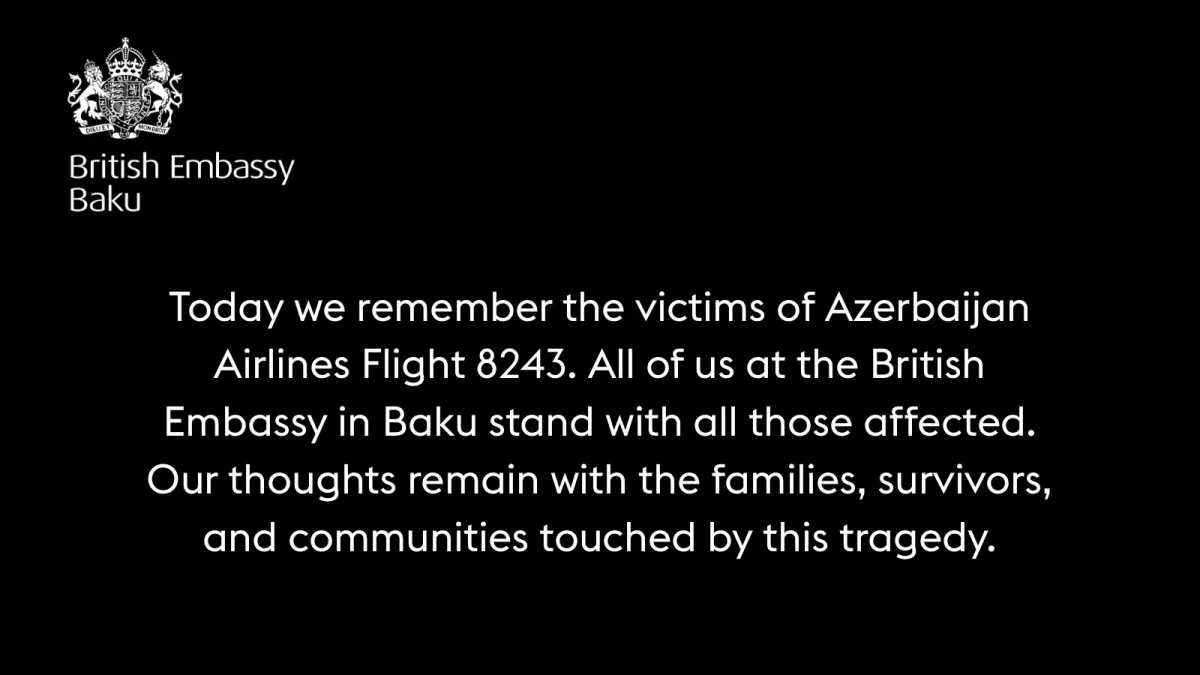 UK Embassy in Baku pays condolences to families of AZAL crash victims PHOTO