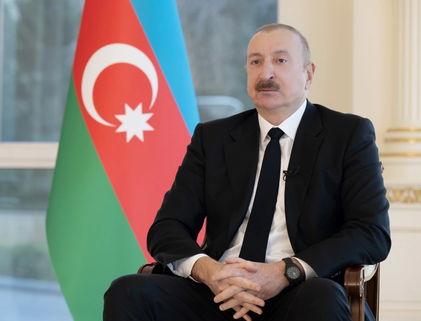 President Ilham Aliyev interviewed by local TV channels (PHOTO)