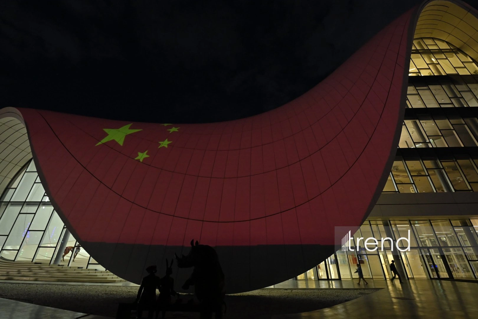 Heydar Aliyev Center lit up in colors of Chinese flag to mark founding of PRC (PHOTO)