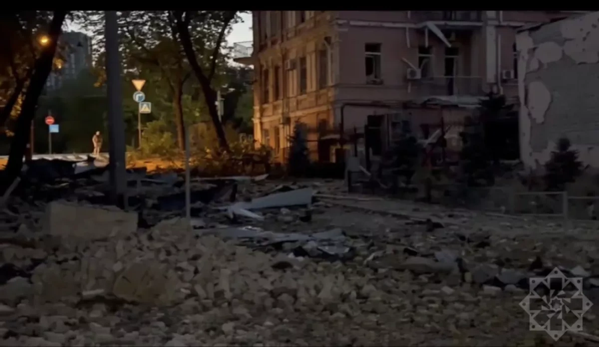 Russian missile strike damages area near Azerbaijani embassy in Kyiv PHOTO