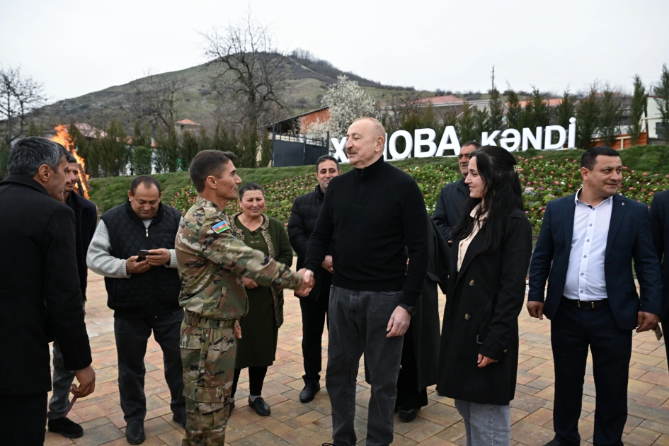 President Ilham Aliyev, First Lady Mehriban Aliyeva inspect restoration of individual houses and infrastructure in Khanoba village of Khojavend (PHOTO)
