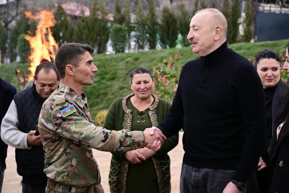 President Ilham Aliyev, First Lady Mehriban Aliyeva inspect restoration of individual houses and infrastructure in Khanoba village of Khojavend (PHOTO)