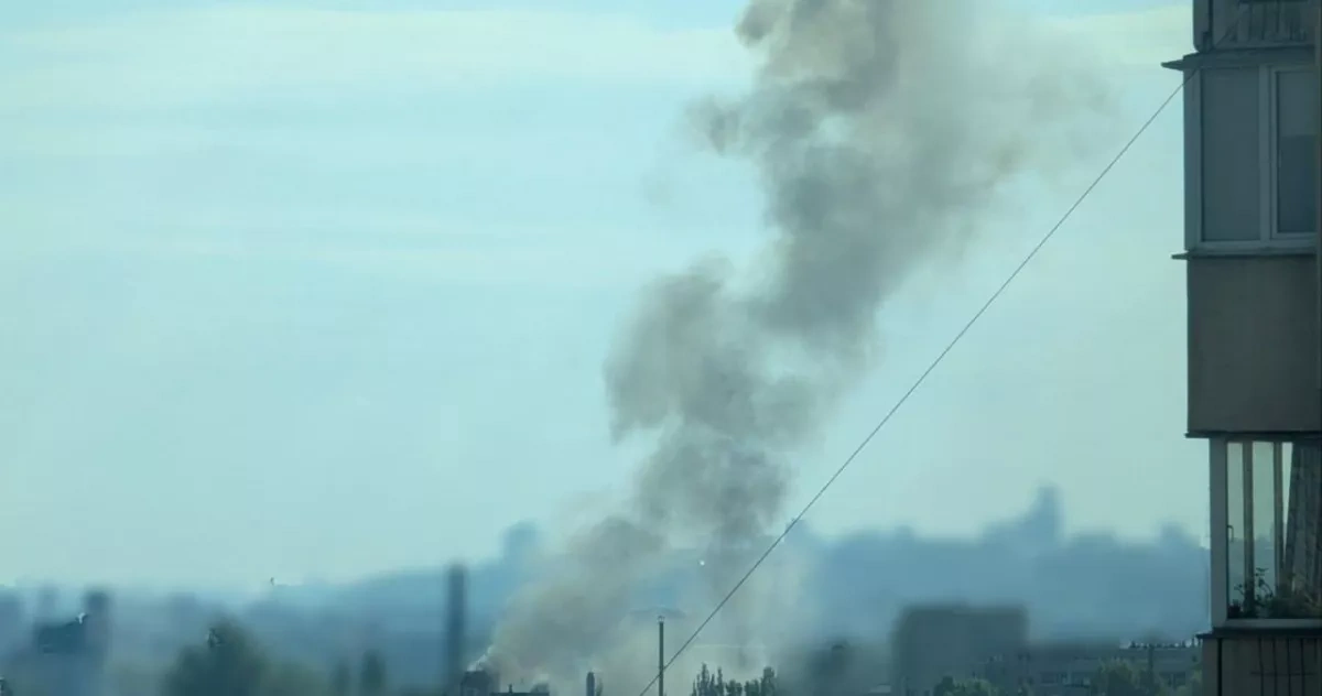 Fire breaks out near Kyiv following drone attack VIDEO