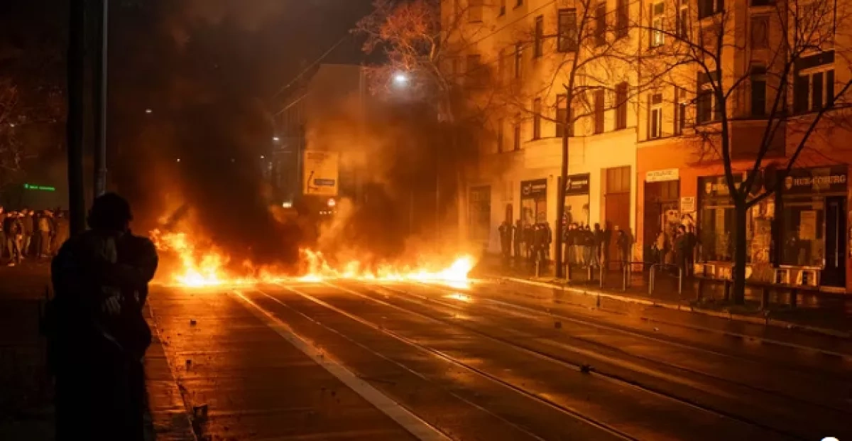 Media: 50 masked rioters attack tram, set barricade ablaze in Germany’s Dresden