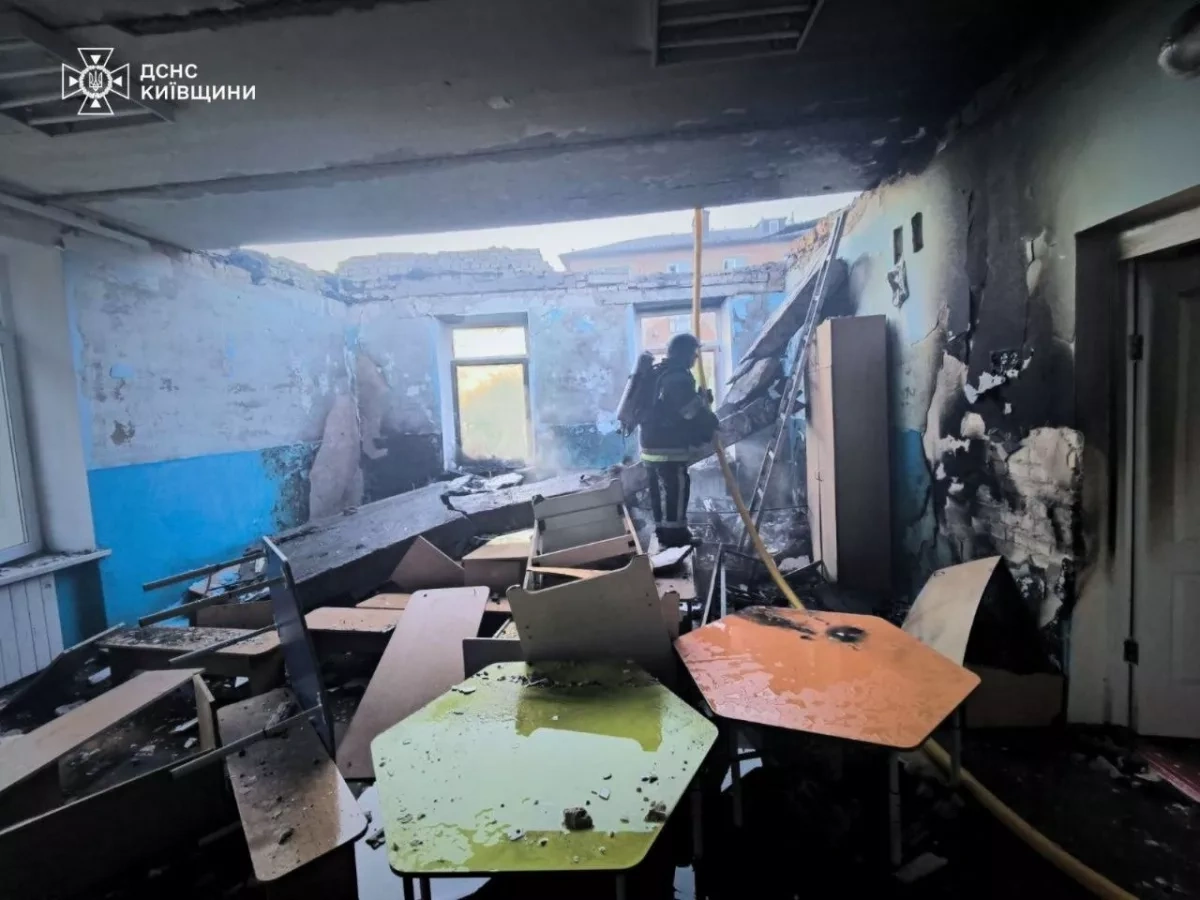 Drone strike damages kindergarten and homes in Kyiv region PHOTO