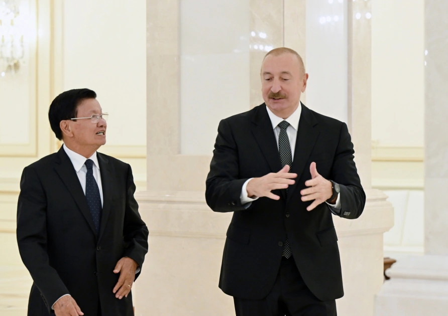 Official luncheon hosted in honor of President of Laos on behalf of President Ilham Aliyev (PHOTO)