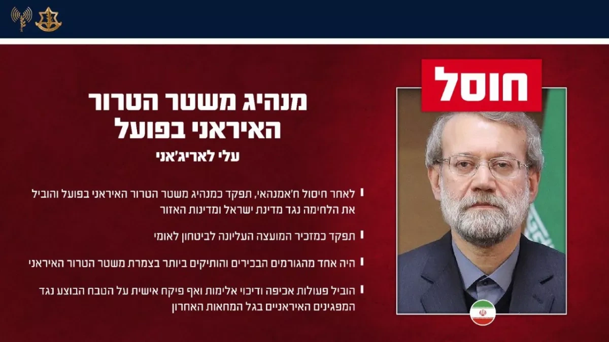 IDF confirms strike kills Larijani, Iran’s de facto leader PHOTO