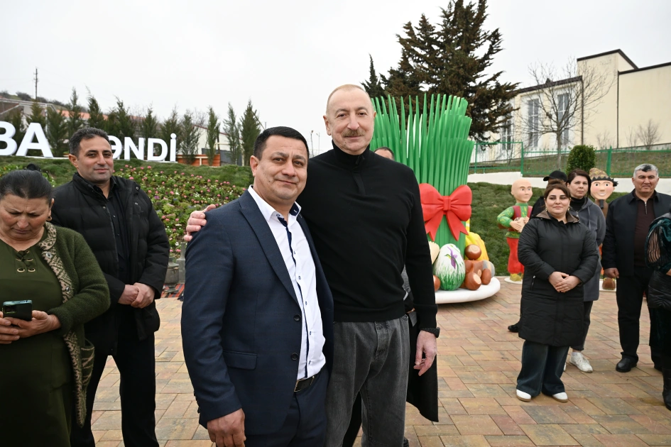 President Ilham Aliyev, First Lady Mehriban Aliyeva inspect restoration of individual houses and infrastructure in Khanoba village of Khojavend (PHOTO)