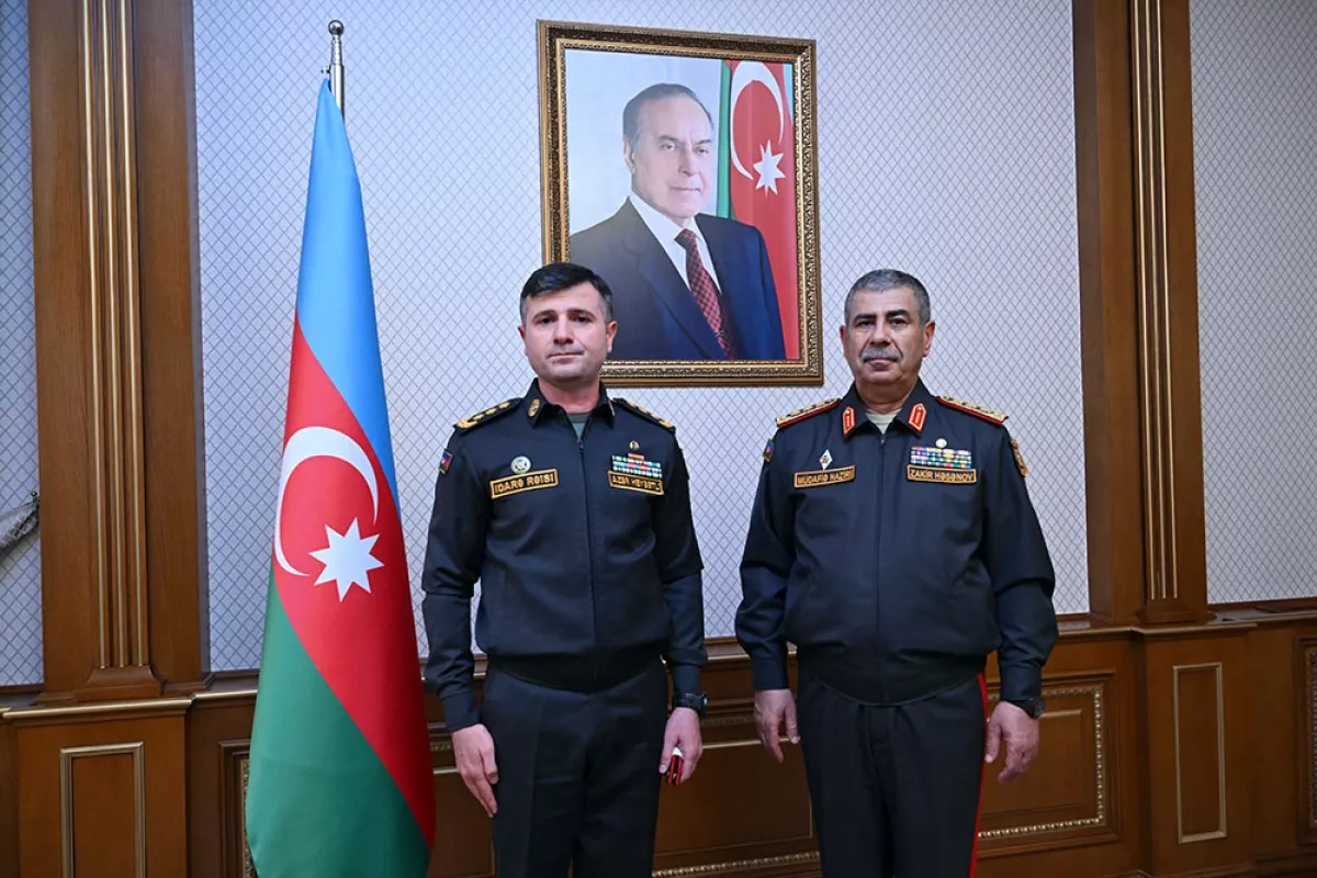 Azerbaijan's minister of defence meets promoted officers PHOTO