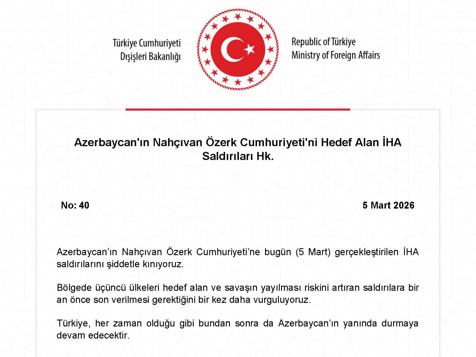 Turkish MFA slams Iran's UAV attacks on Azerbaijan